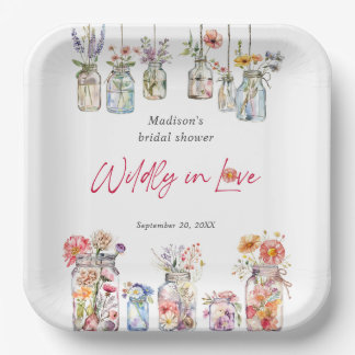Plato De Papel Wildly In Love Wildflower Watercolor Bridal Shower
