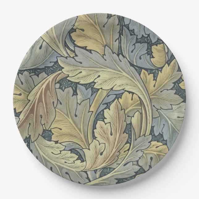 Plato De Papel William Morris Acanthus deja el Art Nouveau floral (Anverso)