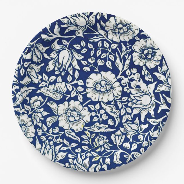 Plato De Papel William Morris - Blue Mallow (Anverso)