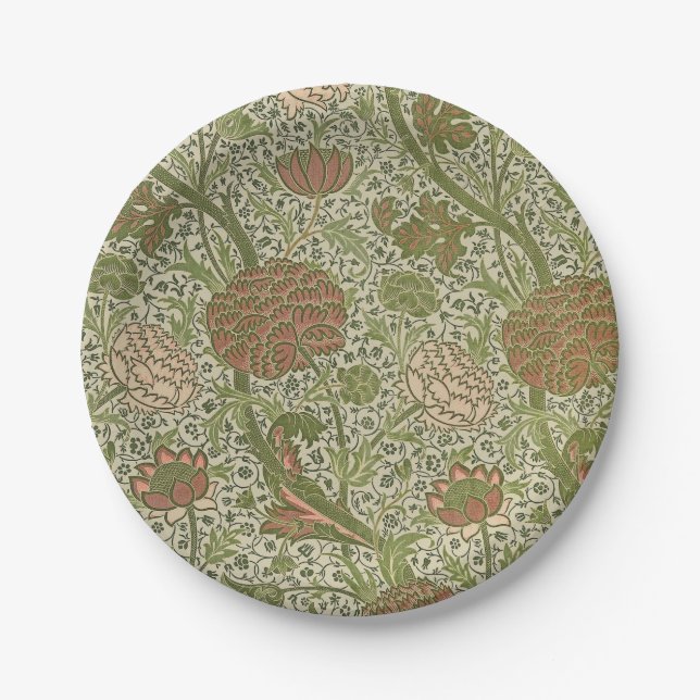 Plato De Papel William Morris Cray Sage Flor Floral Botánica (Anverso)