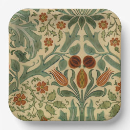 Plato De Papel William Morris Fall Colors, Vintage Floral Pattern