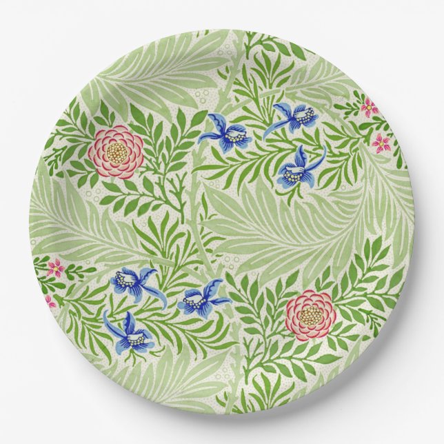 Plato De Papel William Morris Ferns y Flores (Anverso)