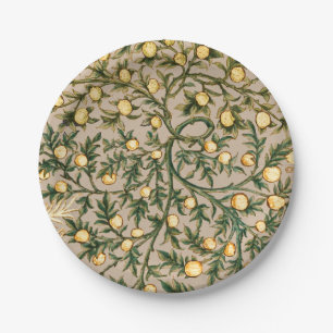 Plato De Papel William Morris Floral Fruta Jardín Flor Clásico