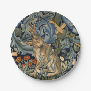 Plato De Papel William Morris Forest Rabbit Floral Art Nouveau