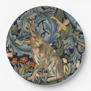 Plato De Papel William Morris Forest Rabbit Floral Art Nouveau