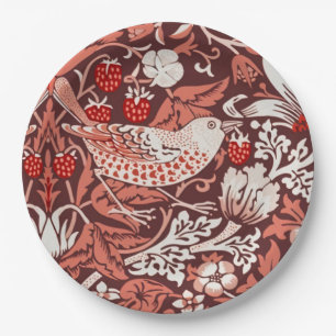 Plato De Papel William Morris Fruta Robada Terracota Pájaro