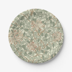 Plato De Papel William Morris Honeysuckle Green Floral