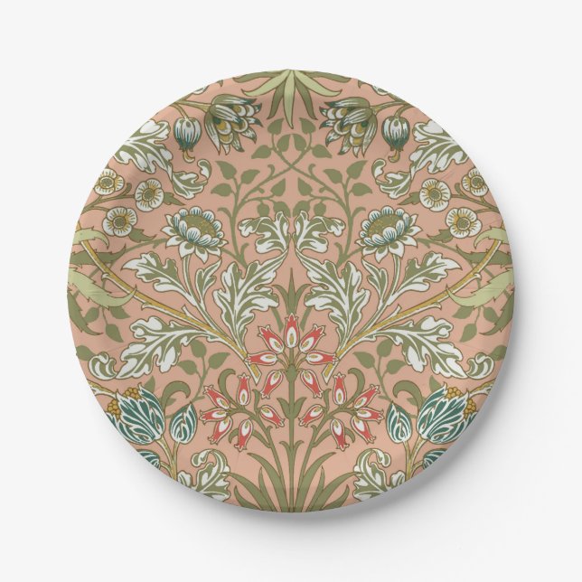Plato De Papel William Morris Hyacinth Flower Rosa Art (Anverso)