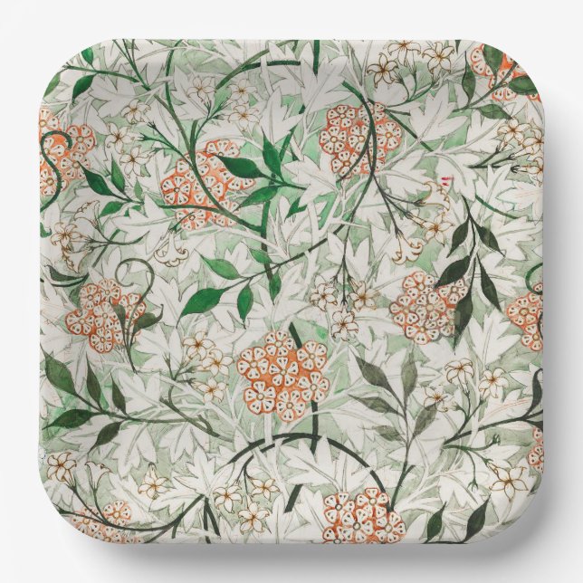 Plato De Papel William Morris Jasmine Garden Flower Classic (Anverso)