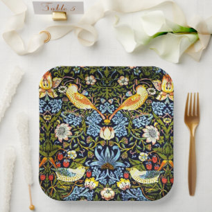 Plato De Papel William Morris, ladrón de fresas,
