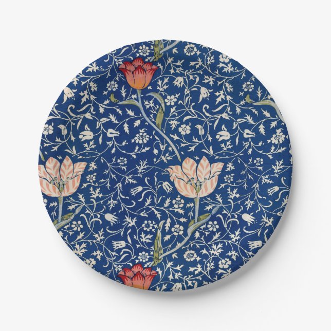 Plato De Papel William Morris Medway Blue Floral (Anverso)