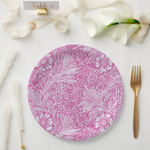 Plato De Papel William Morris - Pink Marigold - Floral Bonito