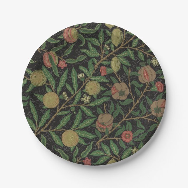 Plato De Papel William Morris Pomegranate Classic Fruit (Anverso)