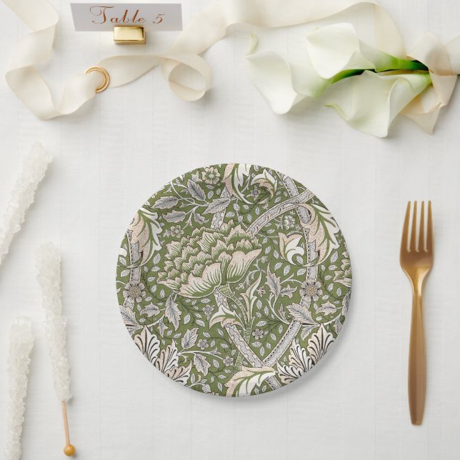 Plato De Papel William Morris Windrush floral clásico (Boda)