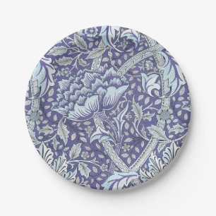 Plato De Papel William Morris Windrush patrón floral azul