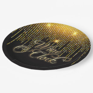Plato De Papel Wine O'Clock Gold Glitz