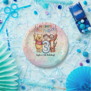 Plato De Papel Winnie the Pooh Cumpleaños Feliz