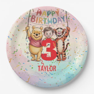 Plato De Papel Winnie the Pooh   Feliz Cumpleaños