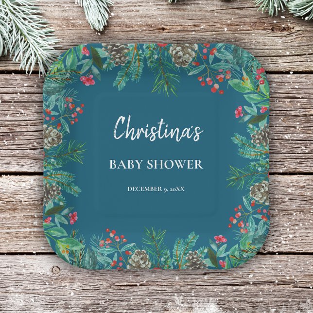 Plato De Papel Winter Baby Shower Blue (Subido por el creador)