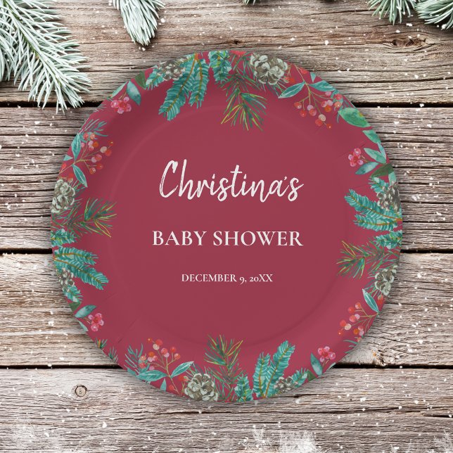 Plato De Papel Winter Baby Shower Red (Subido por el creador)