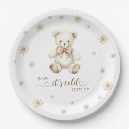 Plato De Papel Winter Bear baby ducha su frío afuera