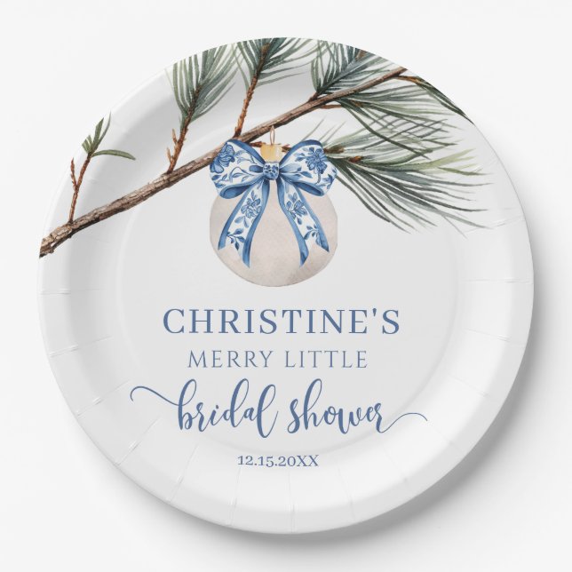 Plato De Papel Winter Chinoiserie Bridal Shower Paper Plate (Anverso)