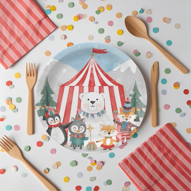 Plato De Papel Winter Circus Animals (Subido por el creador)