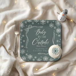 Plato De Papel Winter Coquette Green Baby hace frío