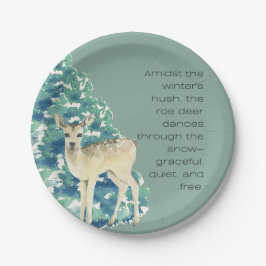 Plato De Papel Winter Deer in the Snow – Wildlife Art Home Decor
