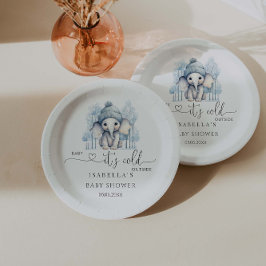 Plato De Papel Winter Elephant Boy Baby Shower