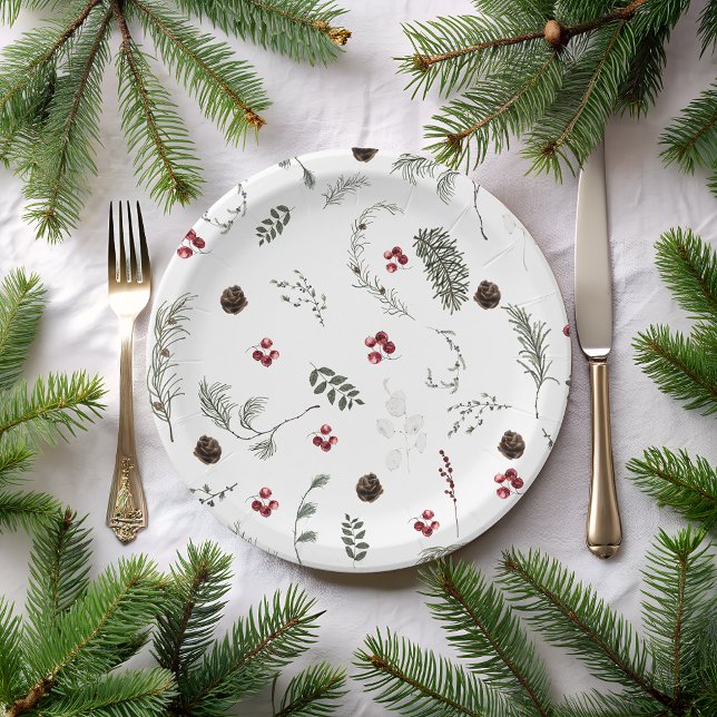 Plato De Papel Winter Floral Bridal Shower (Subido por el creador)