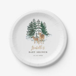 Plato De Papel Winter Forest Baby Shower