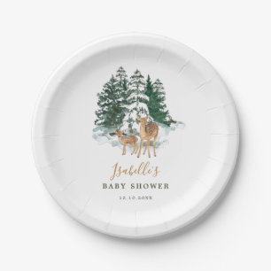 Plato De Papel Winter Forest Baby Shower