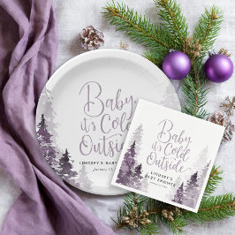 Plato De Papel Winter Forest Baby Shower