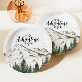 Plato De Papel Winter Forest Mountains Adventure Baby Shower