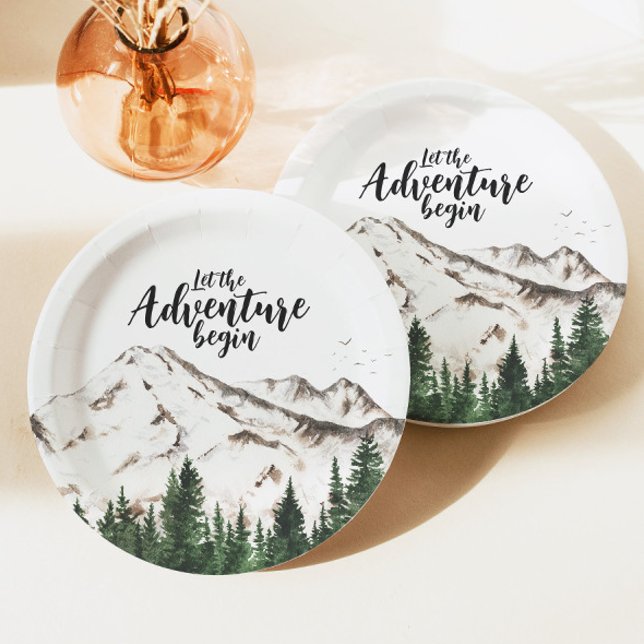 Plato De Papel Winter Forest Mountains Adventure Baby Shower (Subido por el creador)