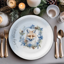Winter Fox Watercolor Baby Shower