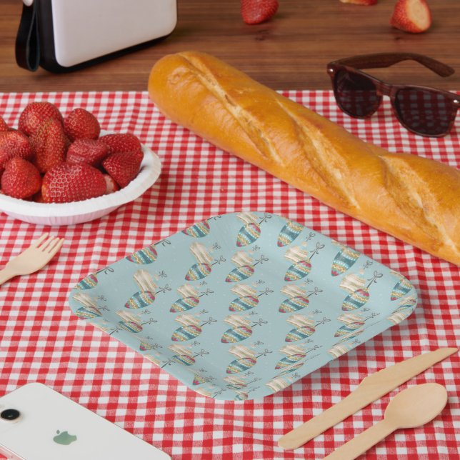 Plato De Papel Winter Holiday Ornament Pattern Serving Tray (Picnic)