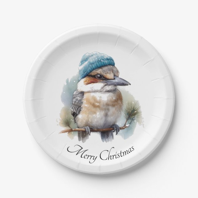 Plato De Papel Winter Kookaburra Deseos, personalizado (Anverso)