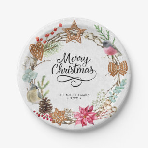 Plato De Papel Winter Merry Christmas Fiesta