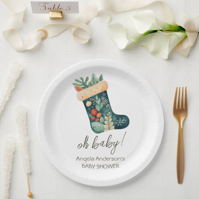 Plato De Papel Winter Oh Navidades bebés reaccionando Baby Shower (Boda)