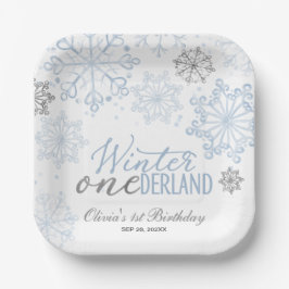Plato De Papel Winter Onederland 1st Birthday 