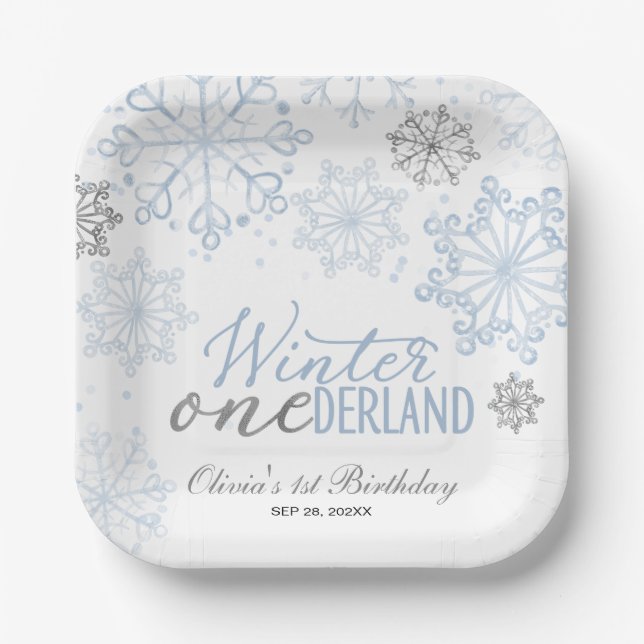 Plato De Papel Winter Onederland 1st Birthday  (Anverso)