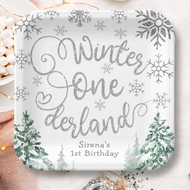 Plato De Papel Winter ONEderland Bosque de Invierno de Nieve Prim (Subido por el creador)