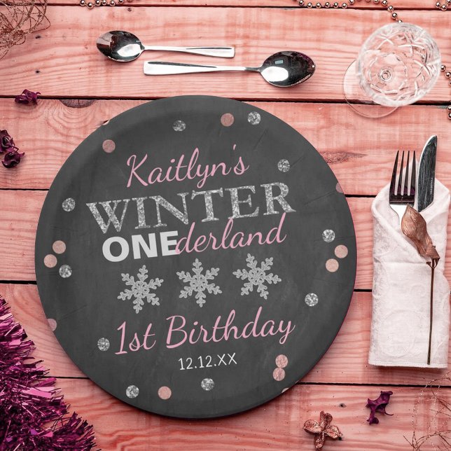 Plato De Papel Winter ONEderland Chalkboard 1er cumpleaños (Subido por el creador)