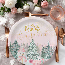 Plato De Papel Winter ONEderland Chica de Snowman Primer cumpleañ