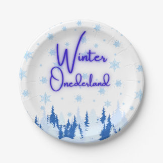 Plato De Papel Winter Onederland First Birthday Party Plates
