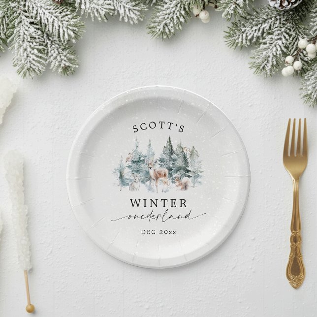 Plato De Papel Winter ONEderland Forest Animals 1st Birthday (Subido por el creador)
