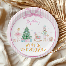 Plato De Papel Winter Onederland Nutcracker Pink Girl Birthday