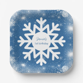 Plato De Papel Winter ONEderland Primer cumpleaños Boy Snowflake